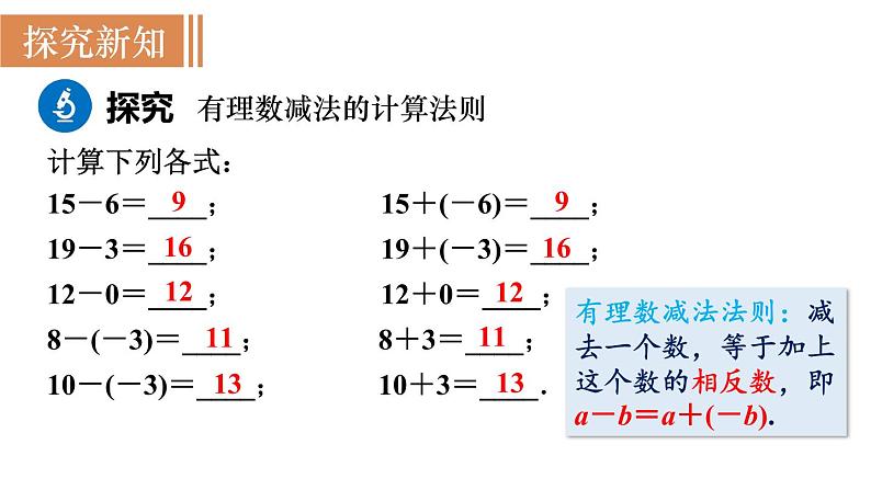 北师大版七年级数学上册课件 2.5 有理数的减法05