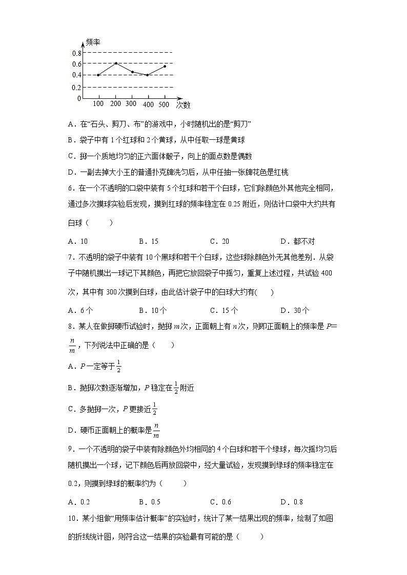 2022-2023学年人教版（2012）八年级上册25.3用频率估计概率同步课时训练(word版含答案)02