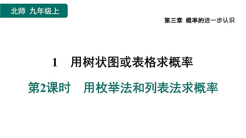 3.1.2  用枚举法和列表法求概率 北师大版数学九年级上册作业课件第1页