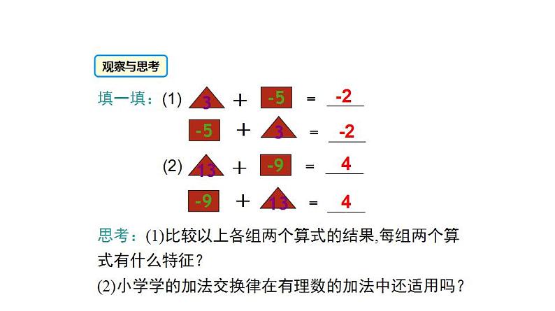 人教版七年级数学上册课件--1.3.1有理数加法的运算律及运用（第2课时）第5页