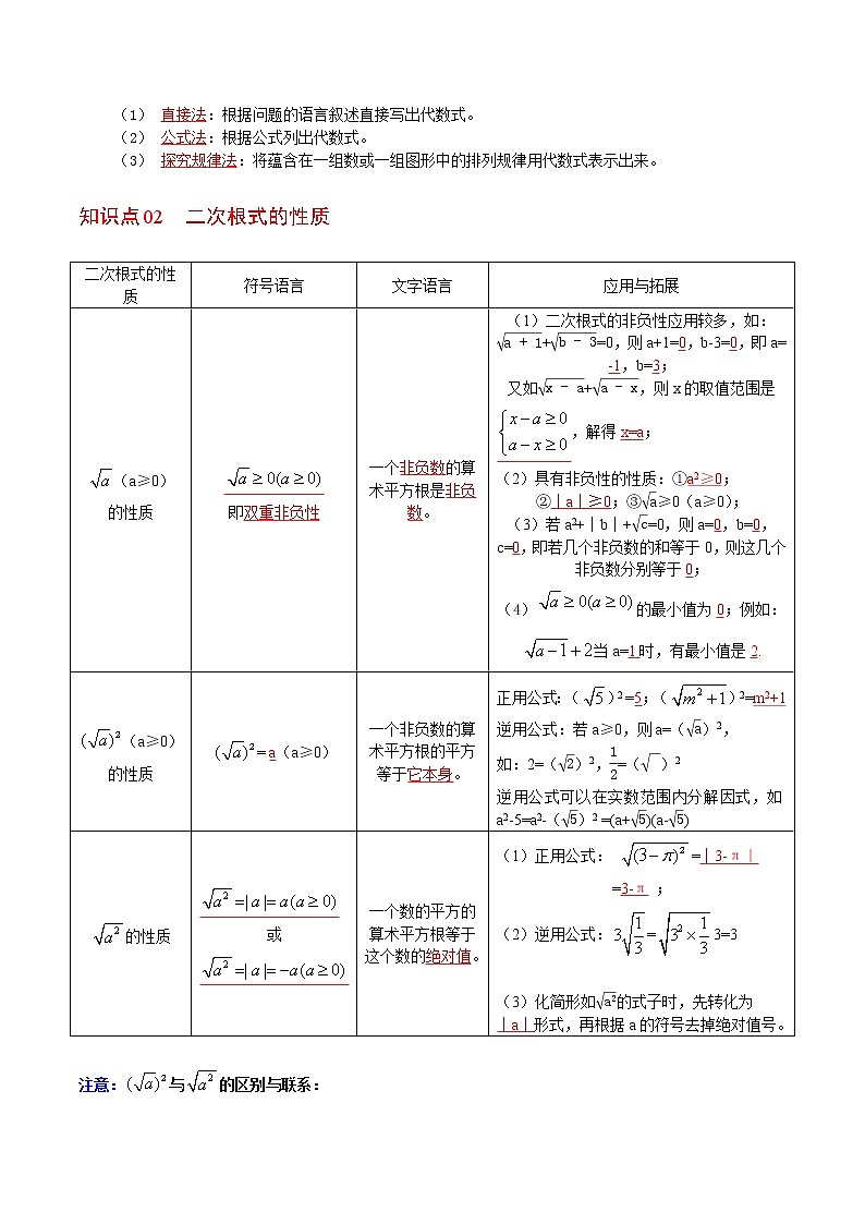 第01课 二次根式-八年级数学下册同步精品讲义（人教版）02