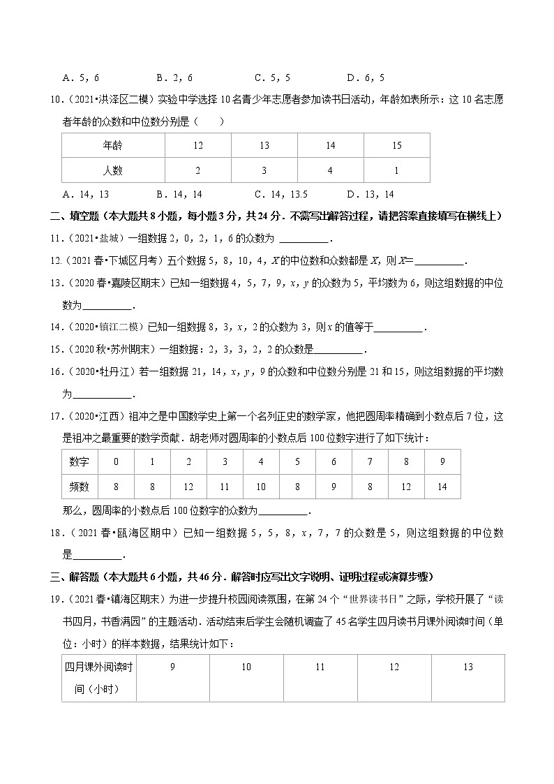 专题3.3众数-2021-2022学年九年级数学上册尖子生同步培优题典（原卷版）【苏科版】第3页