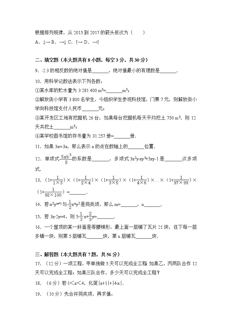 初中数字七上2017-2018学年广东省佛山市顺德区（上）期中数学模拟试卷（解析版）02