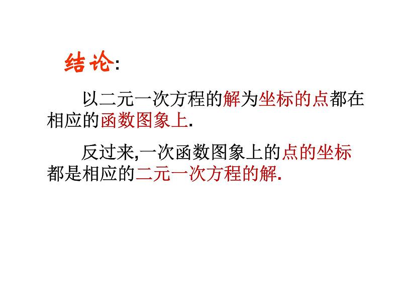 初中数学冀教版一次函数与二元一次方程的关系  课件06