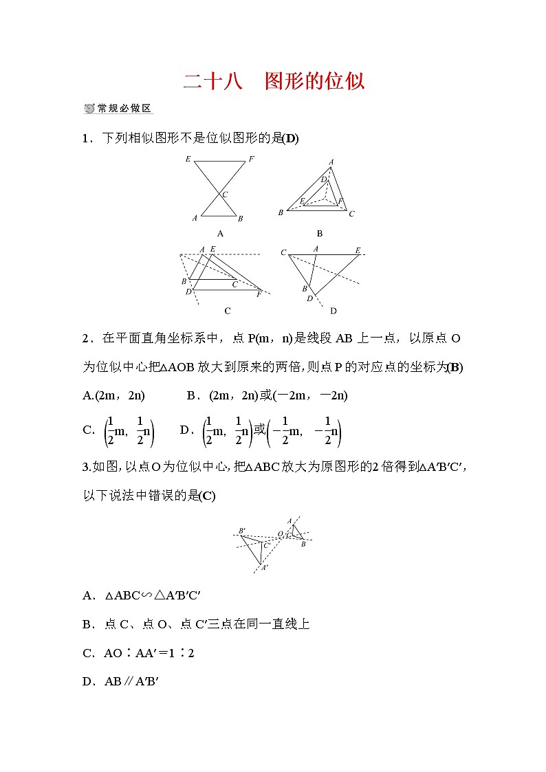 4.8 图形的位似 数学北师大版九年级上册作业 (2)及答案第1页