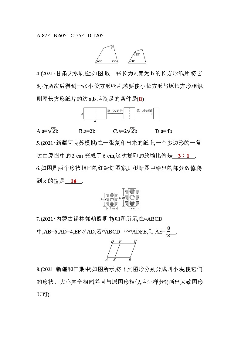 4.3 相似多边形  数学北师大版九年级上册作业及答案02