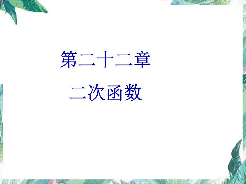 人教 版  九年级上册 二次函数 复习课件第1页