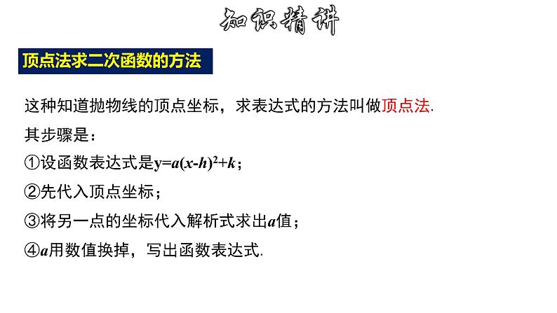 1.3.2 用待定系数法求二次函数的解析式---顶点式-2022-2023学年九年级数学上册教材配套教学课件(浙教版)第6页