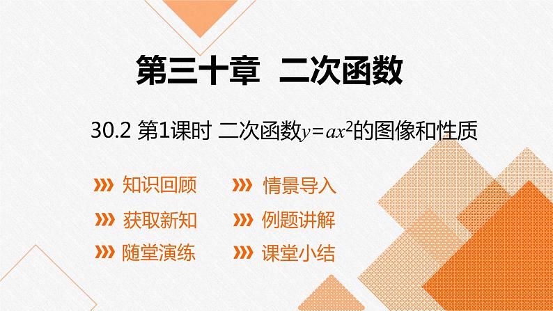 冀教版数学九年级下册第三十章30.2 第1课时 二次函数y=ax2的图像和性质PPT课件01