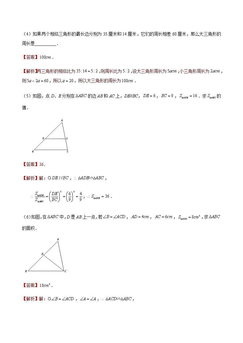 第6讲相似三角形的性质(解析版）- 2022-2023学年九年级数学上册 精讲精练（沪教版）第3页