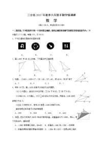 初中数学8上2017-2018学年四川省绵阳市三台县八年级上期中考试数学试题含答案练习含答案