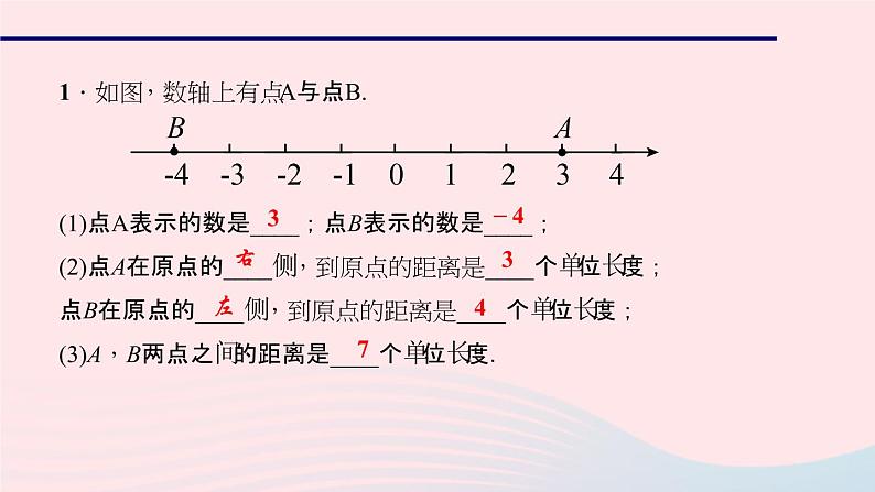 数学北师大版七年级上册同步教学课件第2章有理数及其运算2.2数轴作业07