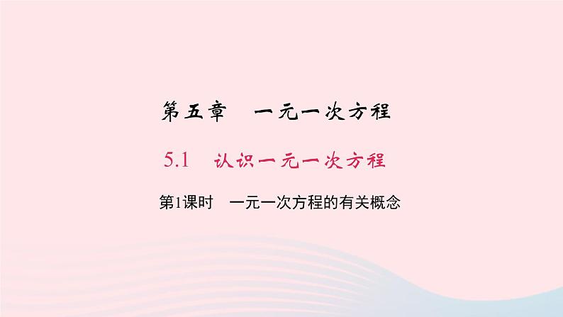 数学北师大版七年级上册同步教学课件第5章一元一次方程5.1认识一元一次方程第1课时一元一次方程的有关概念作业第1页