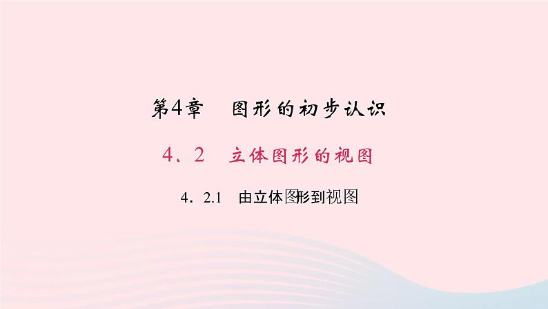 数学华东师大版七年级上册同步教学课件第4章图形的初步认识4.2立体图形的视图1由立体图形到视图作业01