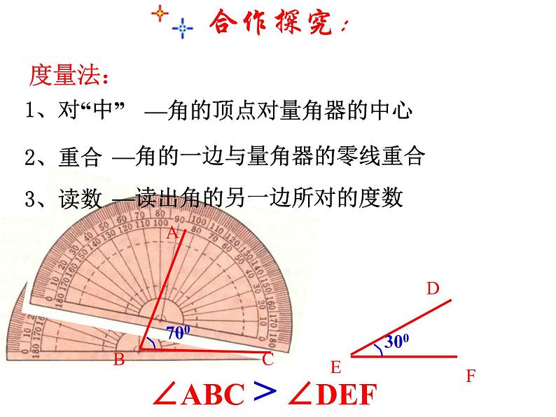 北师大版七年级上册数学课件  4.4角的比较07