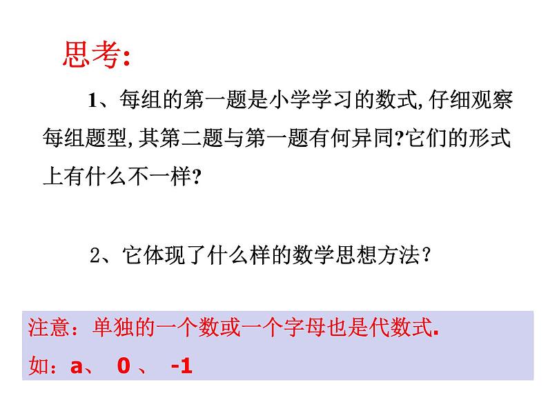 北师大版七年级上册数学课件  3.2.1代数式的意义第5页