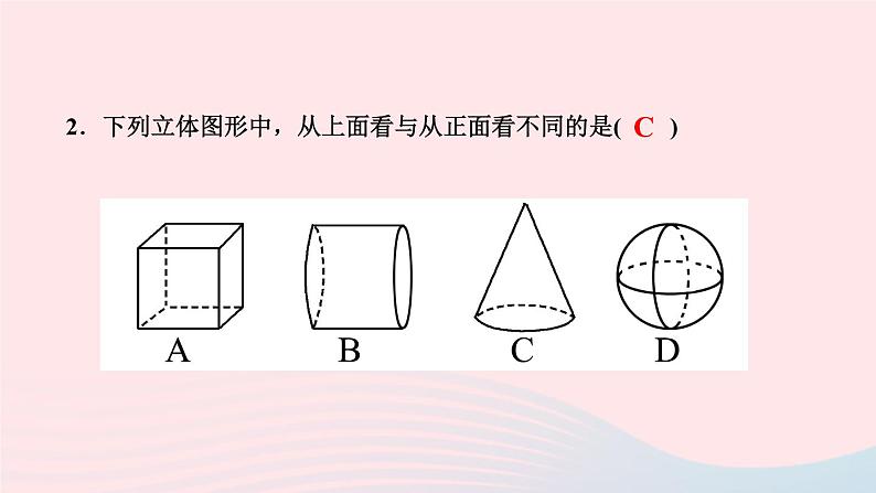 数学人教版七年级上册同步教学课件第4章几何图形初步4.1几何图形4.1.1立体图形与平面图形第2课时从不同方向看立体图形和立体图形的展开图作业04