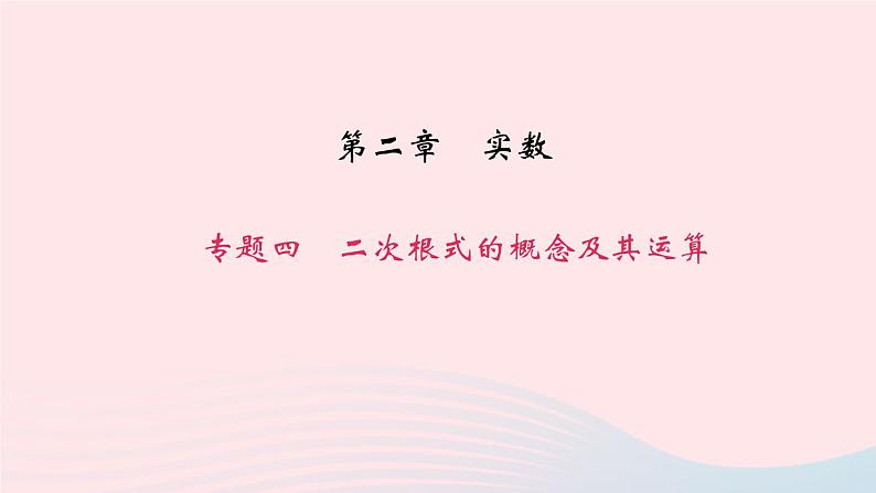 数学北师大版八年级上册同步教学课件专题复习4二次根式的概念及其运算作业01