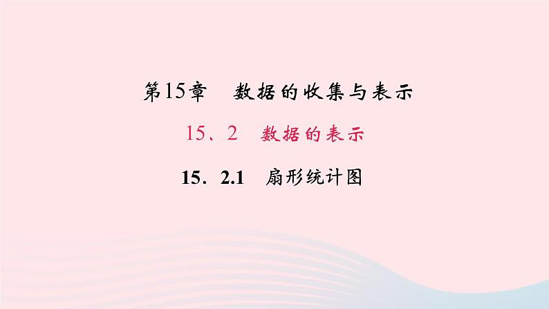 数学华东师大版八年级上册同步教学课件第15章数据的收集与表示15.2数据的表示1扇形统计图作业第1页