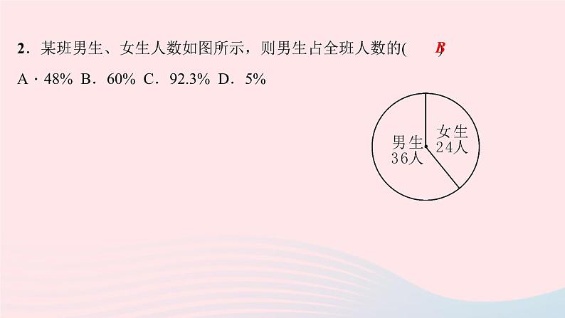 数学华东师大版八年级上册同步教学课件第15章数据的收集与表示15.2数据的表示1扇形统计图作业第6页