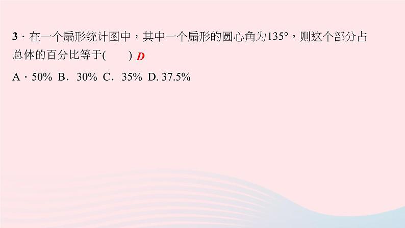 数学华东师大版八年级上册同步教学课件第15章数据的收集与表示15.2数据的表示1扇形统计图作业第7页