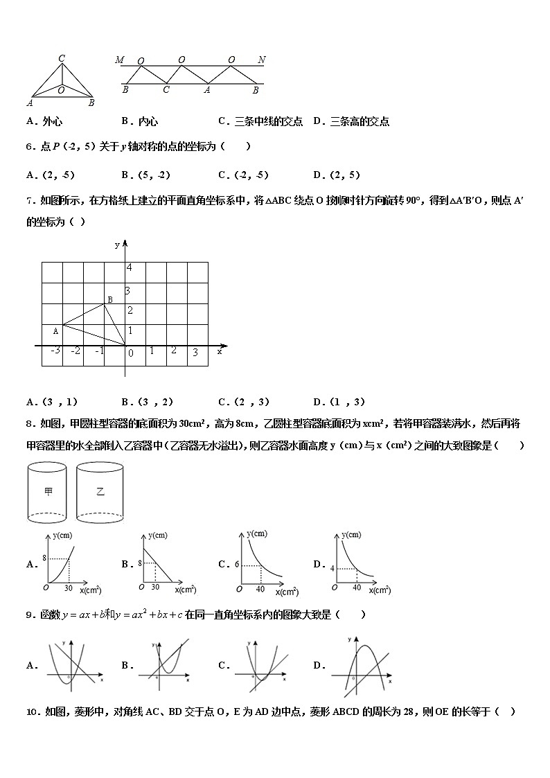 福建省龙岩市永定区金丰片2021-2022学年中考数学模拟预测题含解析02