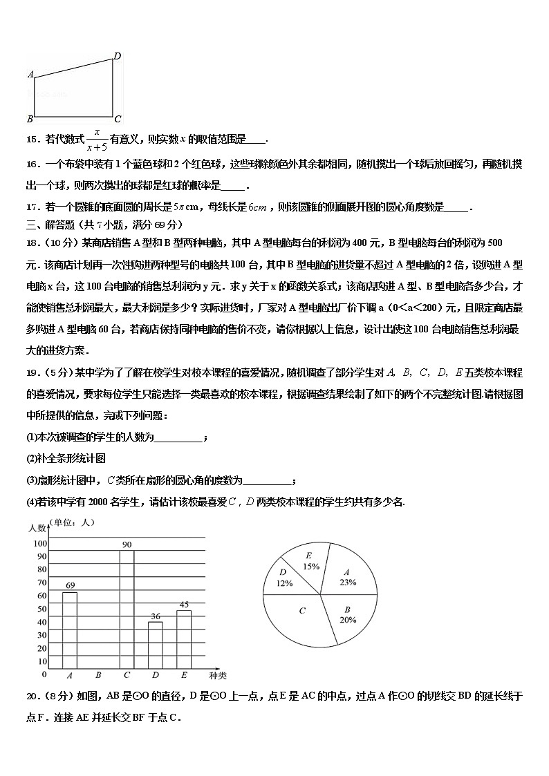 福建省龙岩市达标名校2021-2022学年中考适应性考试数学试题含解析第3页