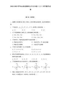 2022-2023学年山东省德州九中九年级（上）开学数学试卷（含解析）