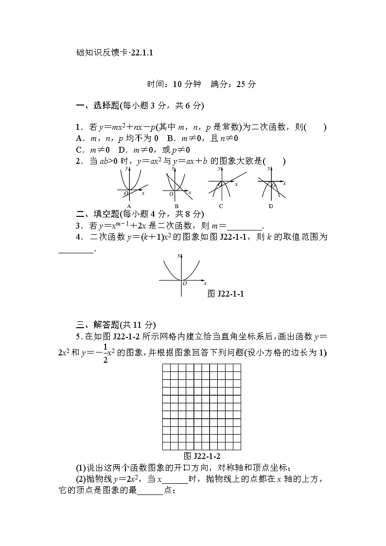 初中数学9上第22章《二次函数》基础练习(5套)含答案第1页