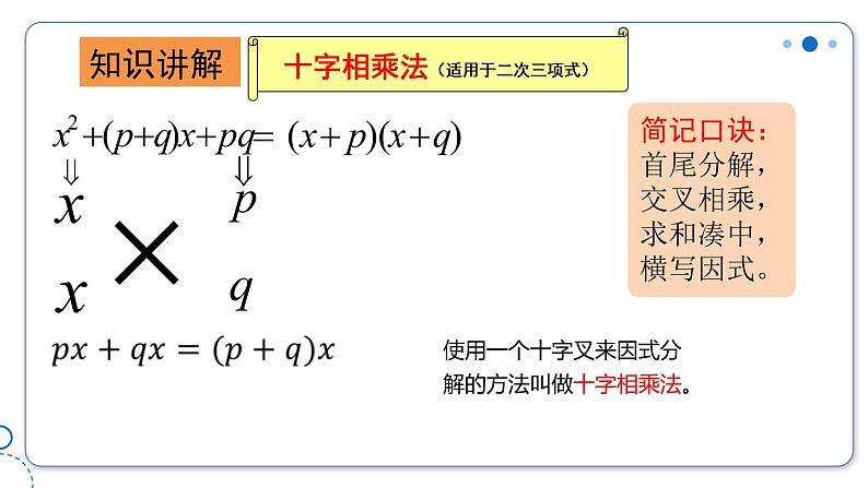 2022年人教版数学九年级上册课件21.2.3因式分解法-十字相乘法04