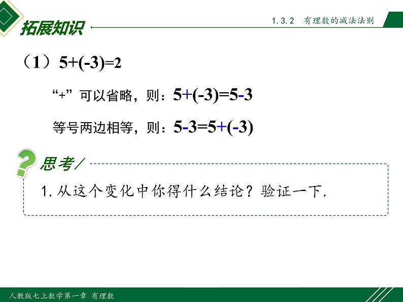 1.3.2 第1课时 有理数的减法法则-2022-2023学年七年级数学上册同步教材配套精品教学课件（人教版）第5页