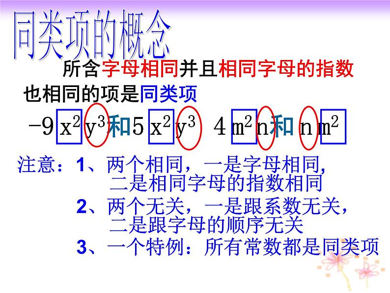 人教版七年级数学上册--2.2整式的加减—合并同类项　课件第5页