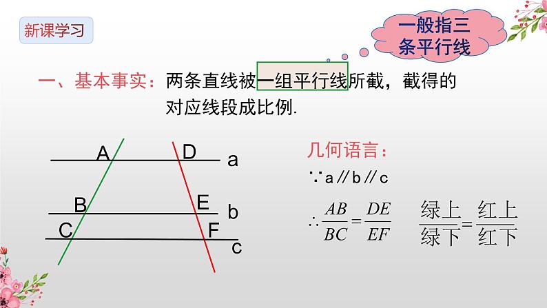 25.2 平行线分线段成比例  课件   2022-2023学年冀教版九年级数学上册03