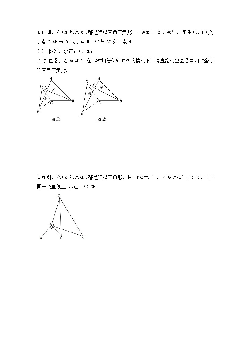 人教版数学八年级上册专项培优练习四《全等三角形证明题专练》（含答案）02