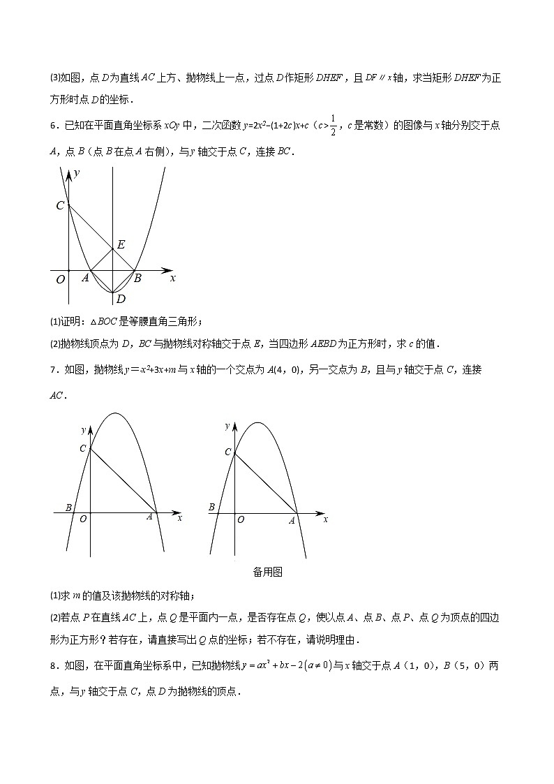 专题16二次函数中的正方形-2022-2023学年九年级数学上册考点精练（人教版）03