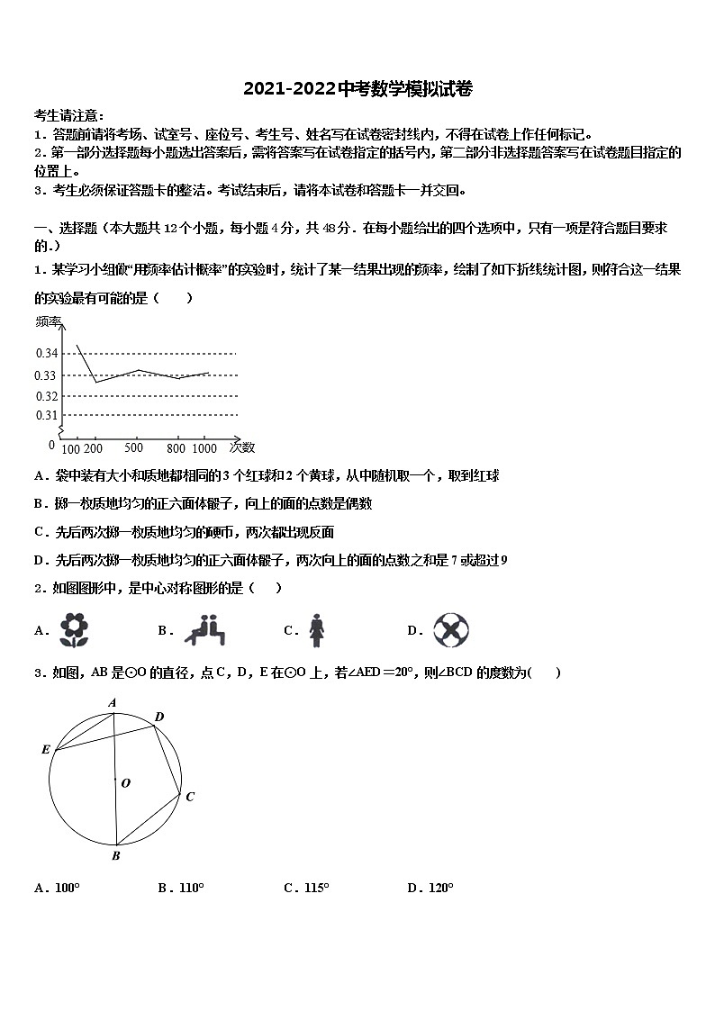 甘肃省武威市民勤六中学2022年中考数学最后一模试卷含解析第1页