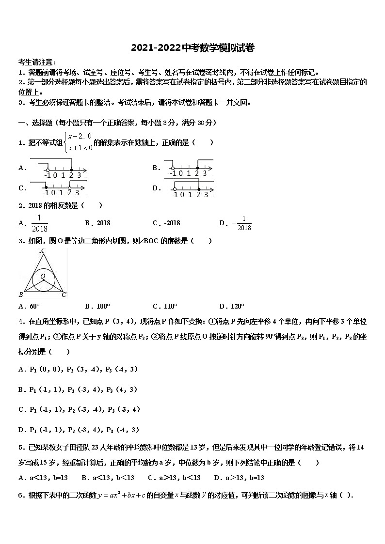 广西壮族自治区湾县2021-2022学年中考数学考前最后一卷含解析第1页