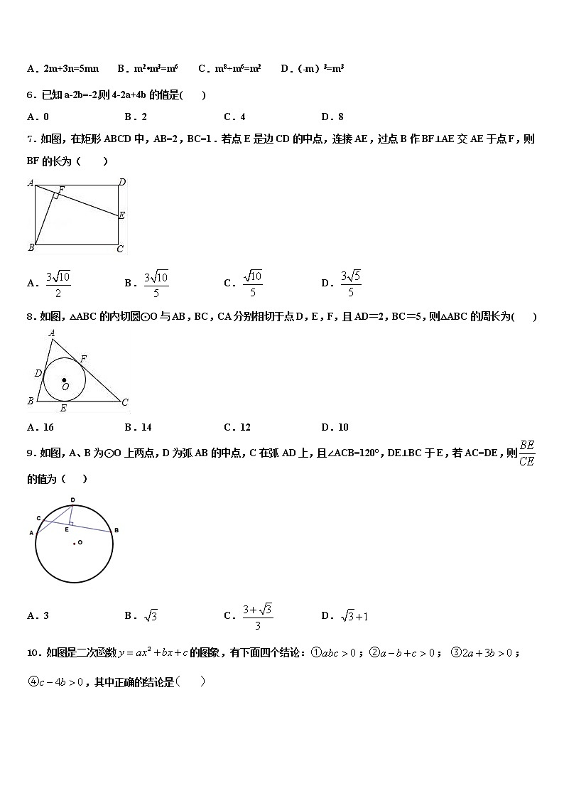 广西钦州市钦南区犀牛角中学2021-2022学年中考数学对点突破模拟试卷含解析第2页