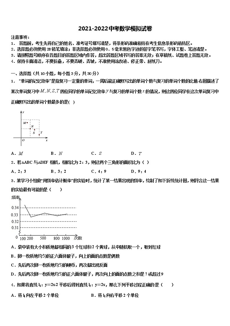 广东省汕头潮南区四校联考2021-2022学年中考四模数学试题含解析01