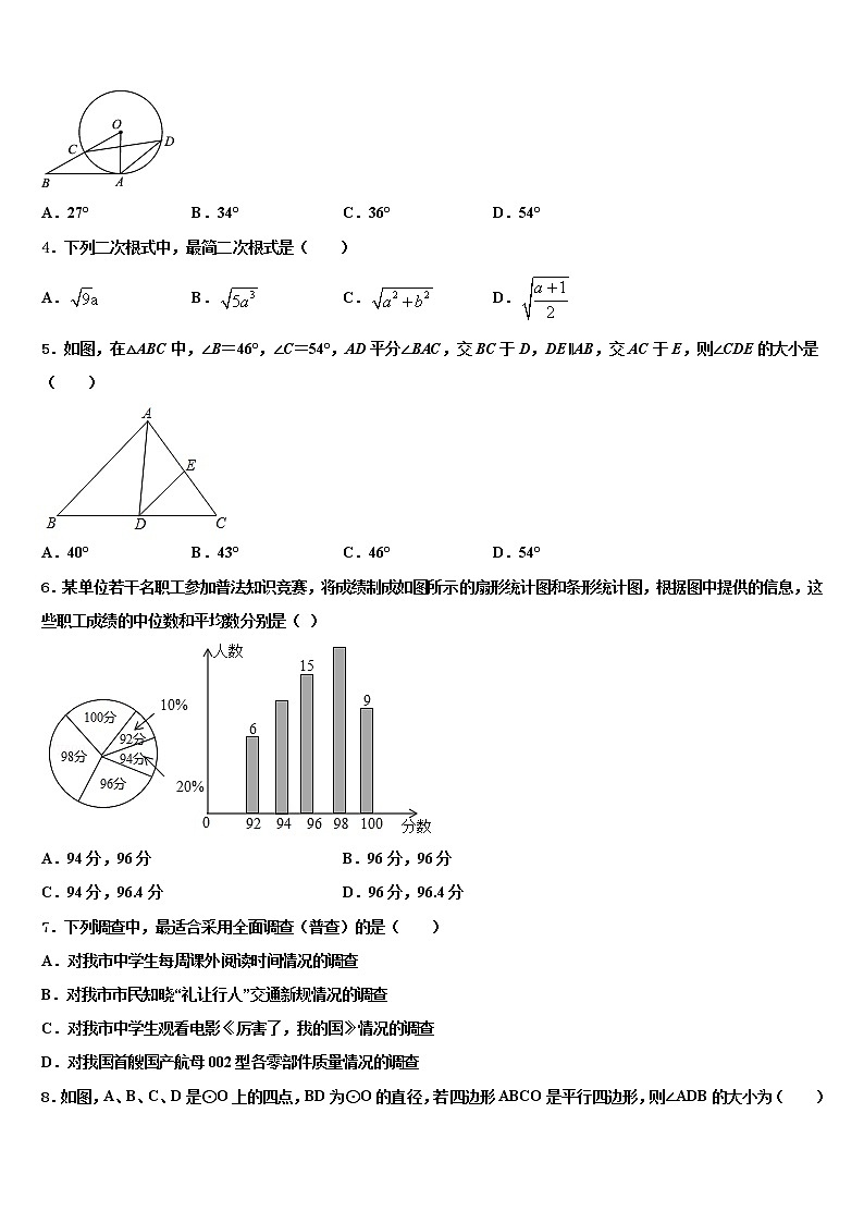 甘肃省兰州市五十五中重点名校2021-2022学年中考数学模拟预测试卷含解析02