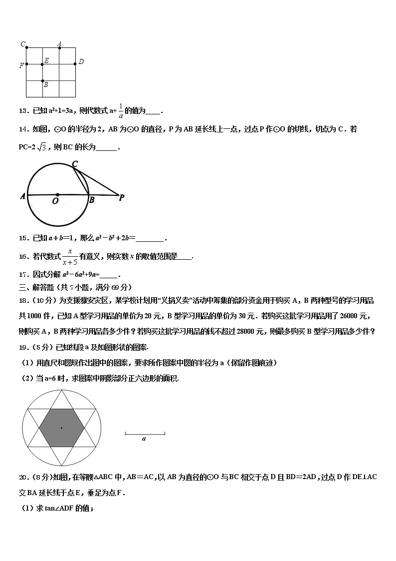 甘肃省酒泉市瓜州县重点中学2021-2022学年中考试题猜想数学试卷含解析03