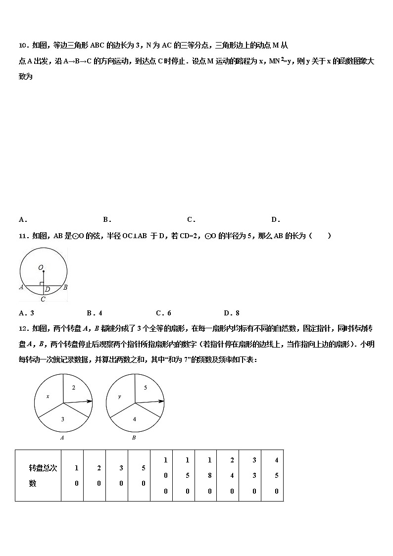 福建省厦门市音乐校2021-2022学年中考数学押题试卷含解析03