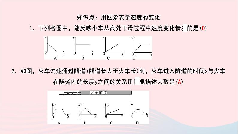 数学北师大版七年级下册同步教学课件第3章变量之间的关系3用图象表示的变量间关系第2课时速度的变化作业05