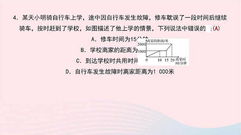 数学北师大版七年级下册同步教学课件第3章变量之间的关系3用图象表示的变量间关系第2课时速度的变化作业07