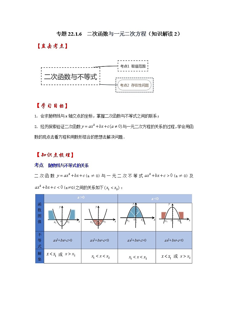 专题22.2.2  二次函数与一元二次方程（2）（知识解读）-2022-2023学年九年级数学上册《 考点解读•专题训练》（人教版）01