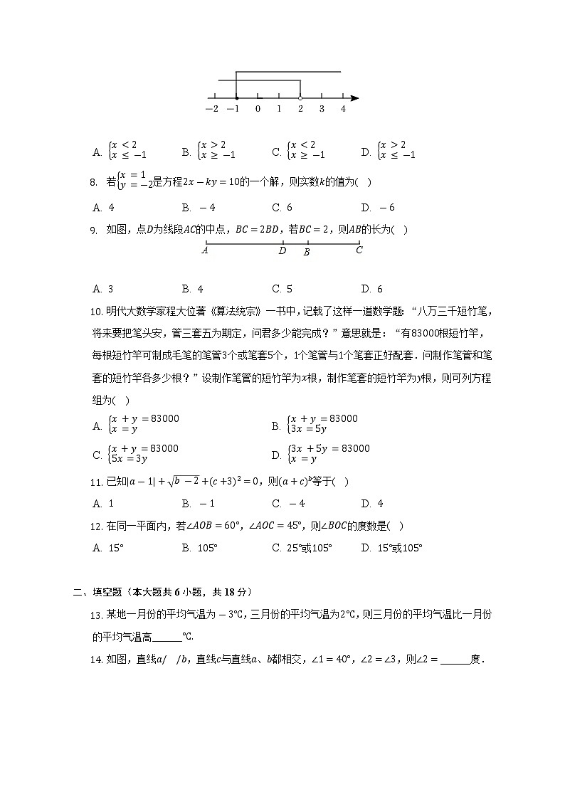 2021-2022学年云南省红河州七年级（下）期末数学试卷（含解析）第2页