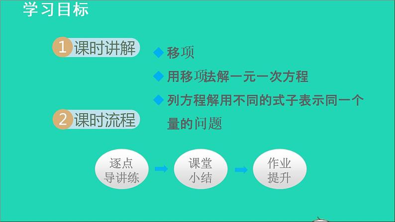 数学苏科版七年级上册同步教学课件第4章一元一次方程4.2解一元一次方程4用移项法解一元一次方程授课02