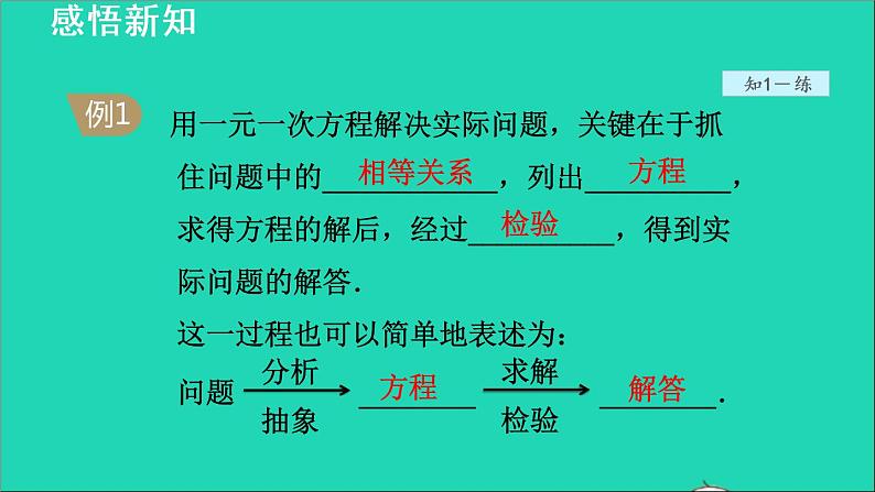 数学苏科版七年级上册同步教学课件第4章一元一次方程4.3用一元一次方程解决问题1列方程解实际问题的一般方法授课04