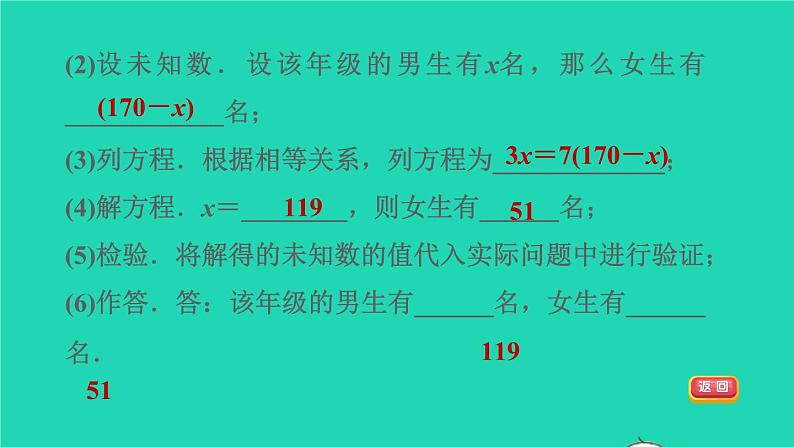 数学苏科版七年级上册同步教学课件第4章一元一次方程4.3用一元一次方程解决问题1列方程解应用题的一般步骤授课04