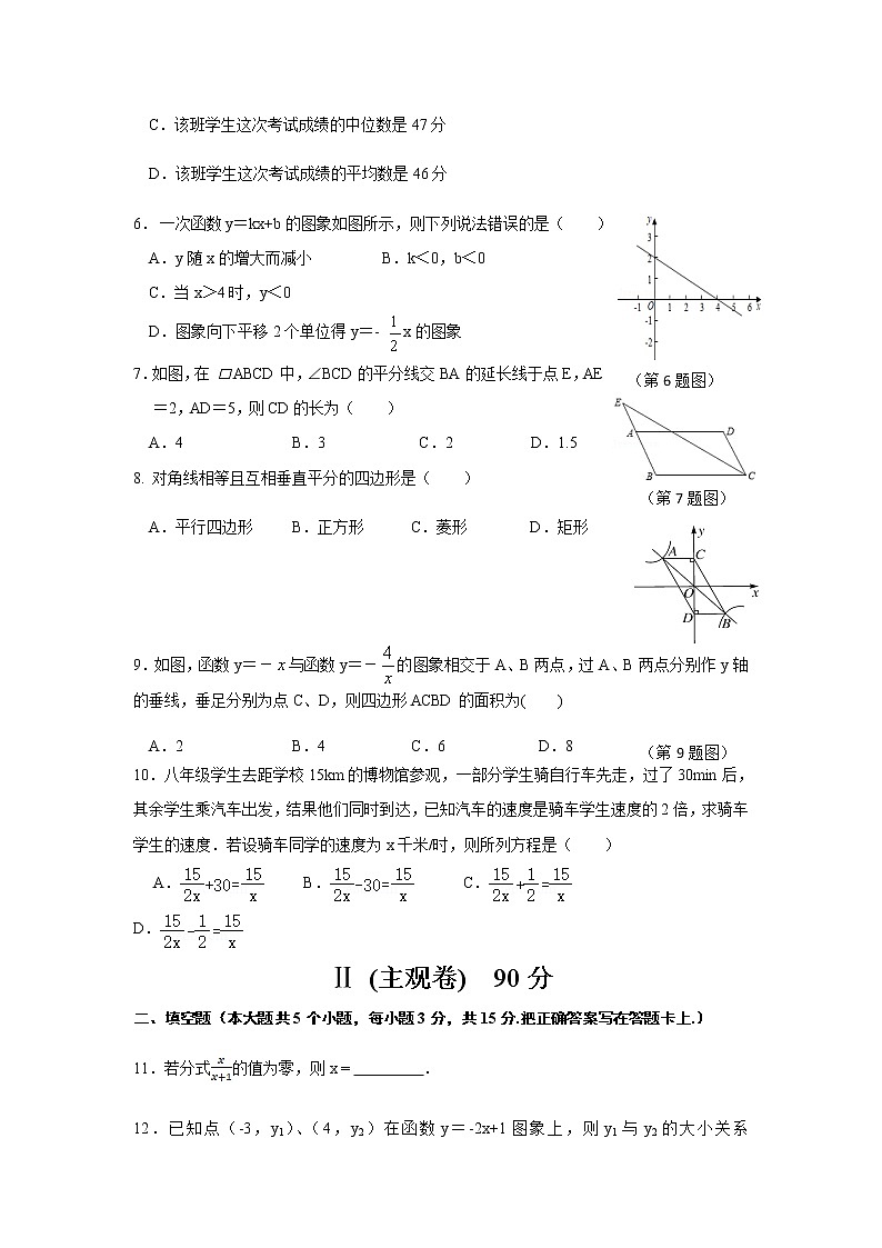 山西省霍州市2021-2022学年八年级下学期期末质量监测数学试卷02